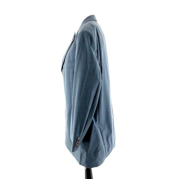 Hugo Boss Einstein Wool 3 Button Blazer 48L Gray Blue Basket Weave - Picture 5 of 14